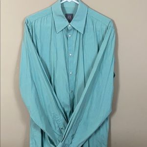 A/X teal and white striped button down